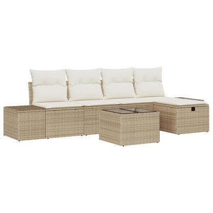 Garten-Sofa-Set 6 pcs Beige 55 x 62 x 69 cm Poly Rattan
