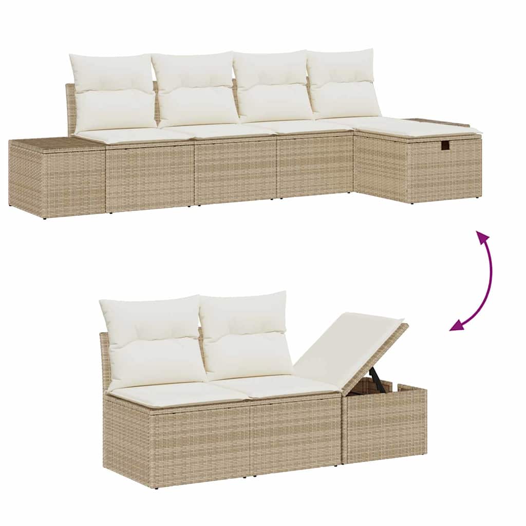 Garten-Sofa-Set 6 pcs Beige 55 x 62 x 69 cm Poly Rattan