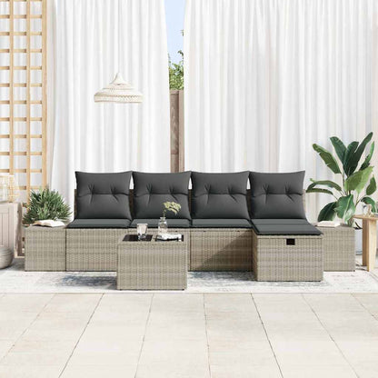 Garten-Sofa-Set 6 pcs Hellgrau 55 x 62 x 69 cm Poly Rattan