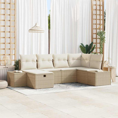 Garten-Sofa-Set 6 pcs Beige 55 x 62 x 69 cm Poly Rattan