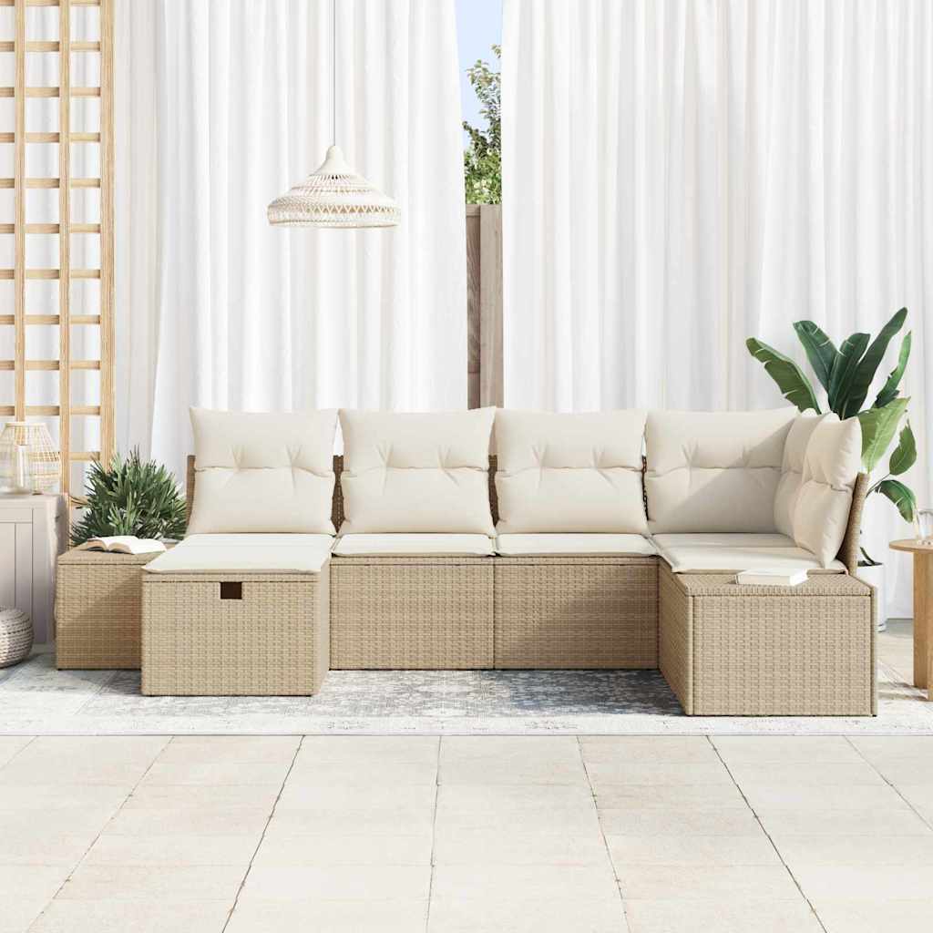 Garten-Sofa-Set 6 pcs Beige 55 x 62 x 69 cm Poly Rattan
