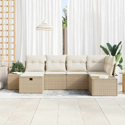 Garten-Sofa-Set 6 pcs Beige 55 x 62 x 69 cm Poly Rattan