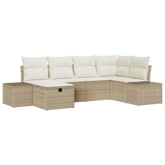 Garten-Sofa-Set 6 pcs Beige 55 x 62 x 69 cm Poly Rattan