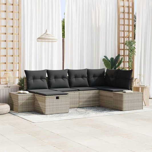 Garten-Sofa-Set 6 pcs Hellgrau 55 x 62 x 69 cm Poly Rattan