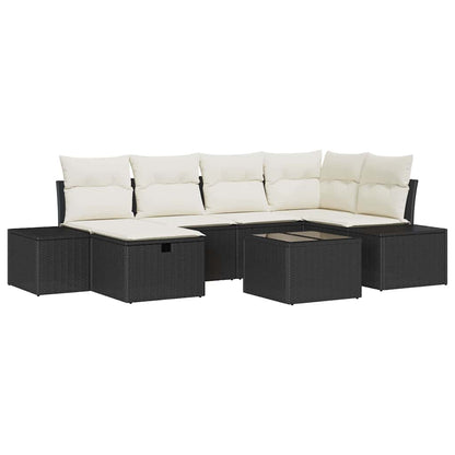 Garten-Sofa-Set 7 pcs Schwarz 55 x 62 x 69 cm Poly Rattan