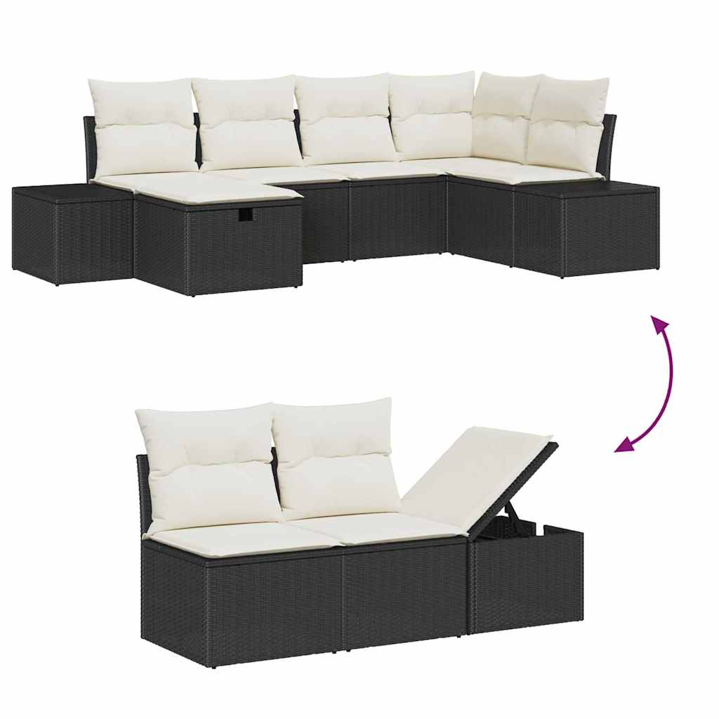 Garten-Sofa-Set 7 pcs Schwarz 55 x 62 x 69 cm Poly Rattan
