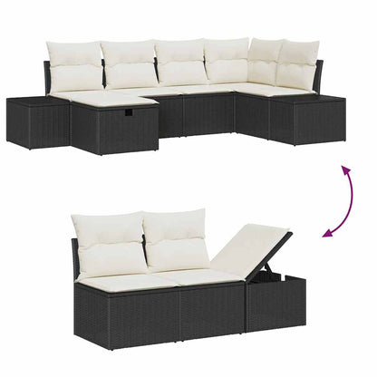 Garten-Sofa-Set 7 pcs Schwarz 55 x 62 x 69 cm Poly Rattan