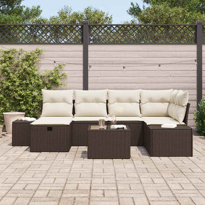Garten-Sofa-Set 7 pcs Braun 55 x 62 x 69 cm Poly Rattan
