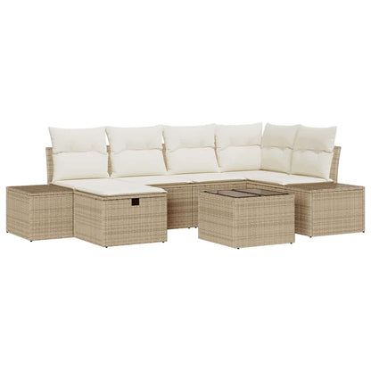 Garten-Sofa-Set 7 pcs Beige 55 x 62 x 69 cm Poly Rattan