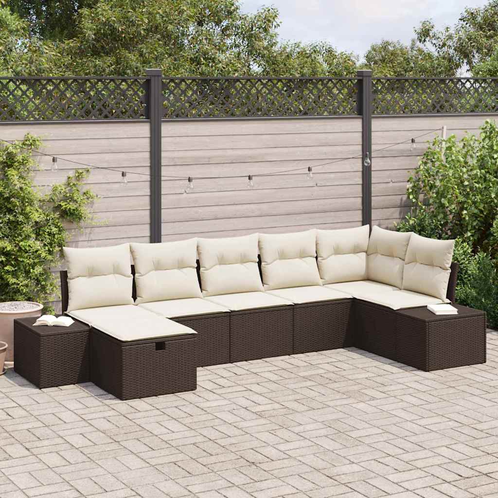 Garten-Sofa-Set 7 pcs Braun 55 x 62 x 69 cm Poly Rattan