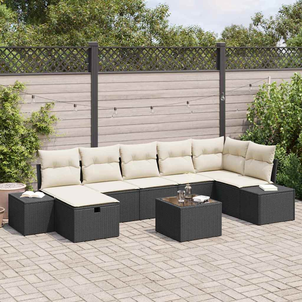 Garten-Sofa-Set 8 pcs Schwarz 55 x 62 x 69 cm Poly Rattan