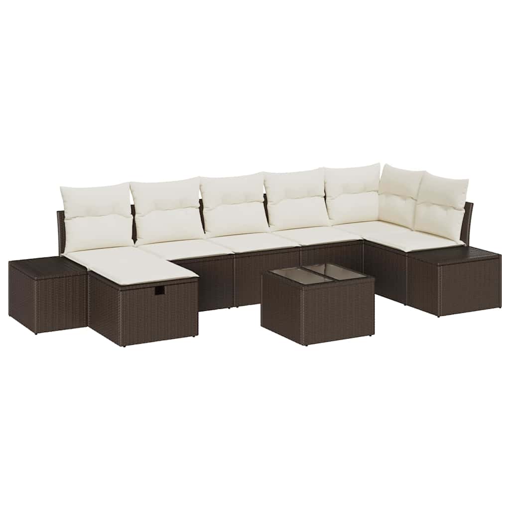 Garten-Sofa-Set 8 pcs Braun 55 x 62 x 69 cm Poly Rattan