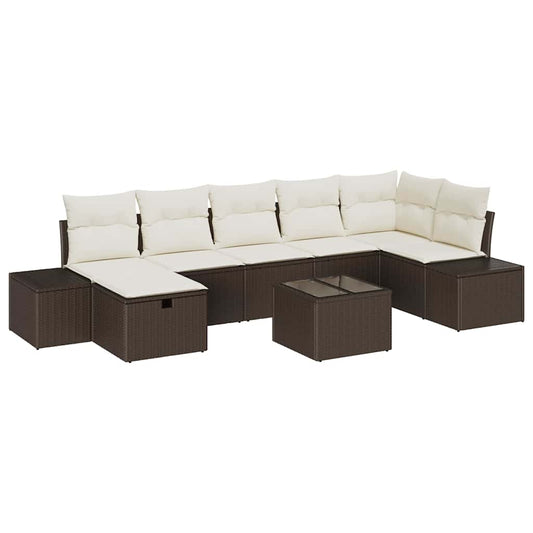 Garten-Sofa-Set 8 pcs Braun 55 x 62 x 69 cm Poly Rattan