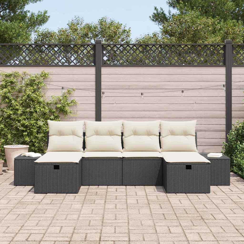 Garten-Sofa-Set 6 pcs Schwarz 55 x 62 x 69 cm Poly Rattan