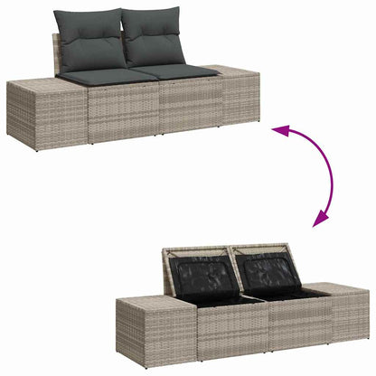 Garten-Sofa-Set mit Kissen 6 pcs Hellgrau Poly Rattan
