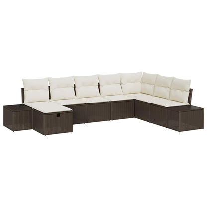 Garten-Sofa-Set mit Kissen 8 pcs Braun Poly Rattan