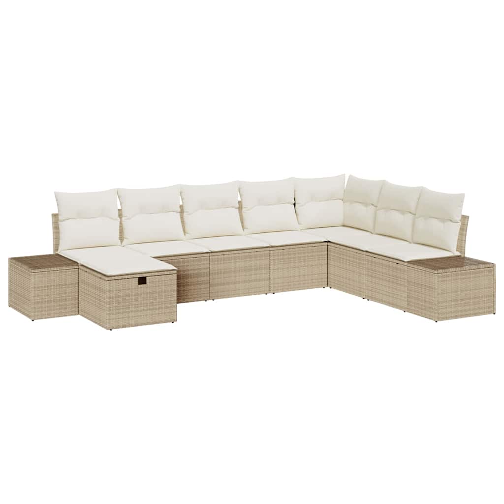Garten-Sofa-Set mit Kissen 8 pcs Beige Poly Rattan