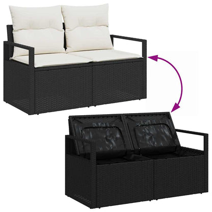 Garten-Sofa-Set mit Kissen 9 pcs Schwarz Poly Rattan