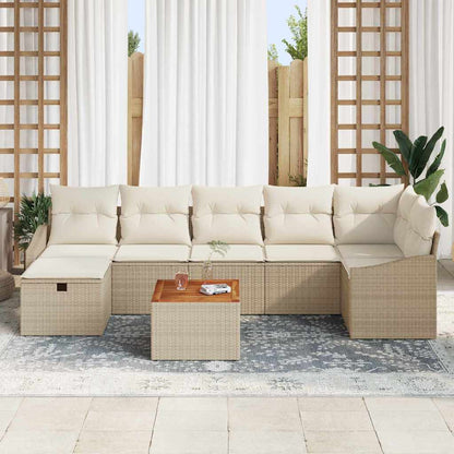 Garten-Sofa-Set mit Speicher 8 pcs Beige Poly Rattan