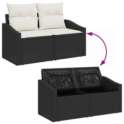 Garten-Sofa-Set mit Kissen 9 pcs Schwarz Poly Rattan