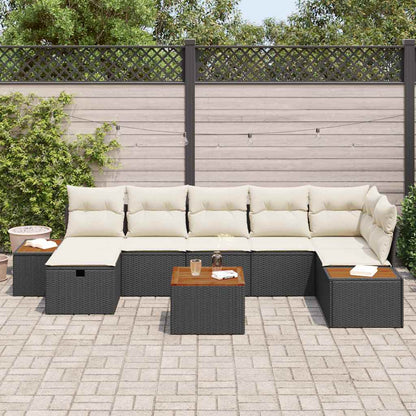 Garten-Sofa-Set mit Kissen 8 pcs Schwarz Poly Rattan