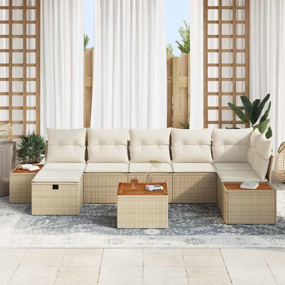 Garten-Sofa-Set mit Kissen 8 pcs Beige Poly Rattan