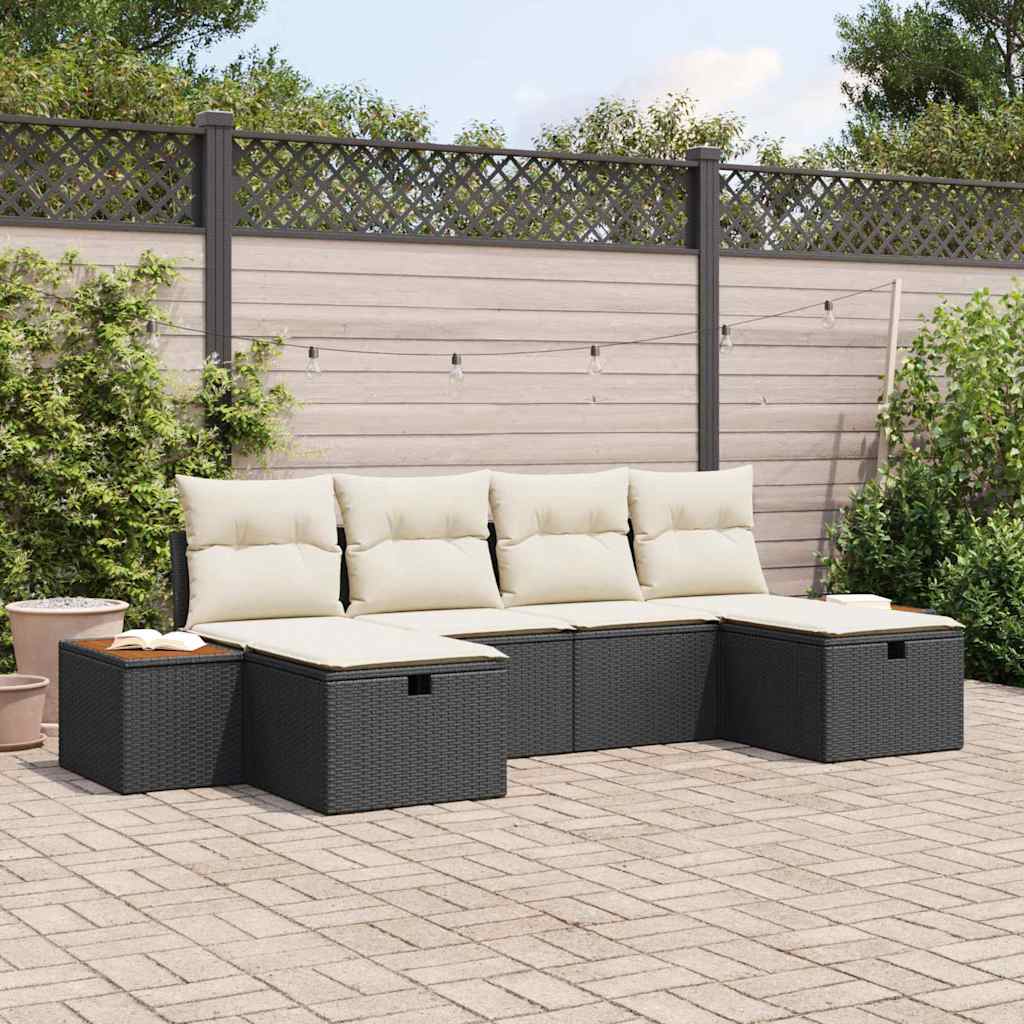 Garten-Sofa-Set 6 pcs Schwarz 55 x 62 x 69 cm Poly Rattan