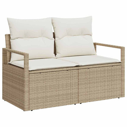 Garten-Sofa-Set mit Kissen mit Speicher 6 pcs Beige Poly Rattan