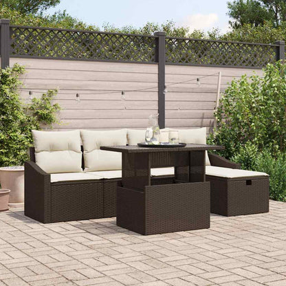 Gartensofa-set mit Kissen 6 pcs Braun Poly-Rattan