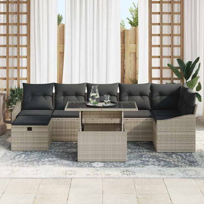 Garten-Sofa-Set 8 pcs Hellgrau Poly-Rattan