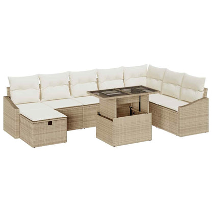 Garten-Sofa-Set 9 pcs Beige Poly-Rattan