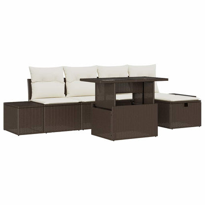Garten-Sofa-Set 6 pcs Braun Poly-Rattan