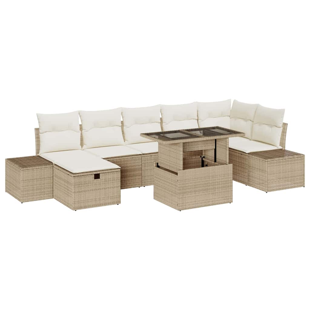 Garten-Sofa-Set 8 pcs Beige Poly-Rattan