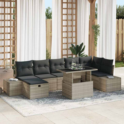 Garten-Sofa-Set 8 pcs Hellgrau Poly-Rattan