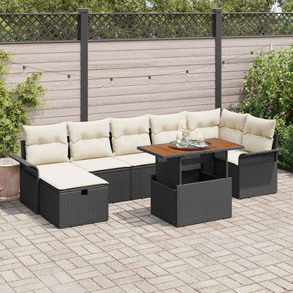 Garten-Sofa-Set 8 pcs Schwarz Poly-Rattan