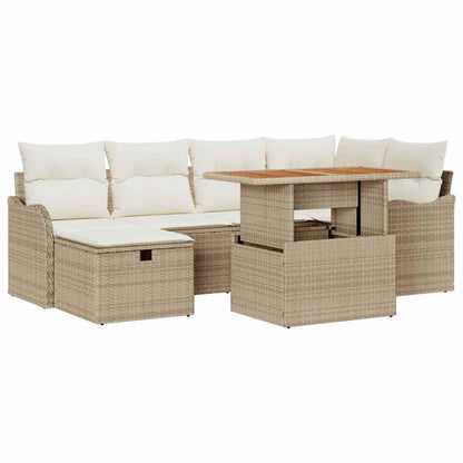 Garten-Sofa-Set 7 pcs Beige Poly-Rattan