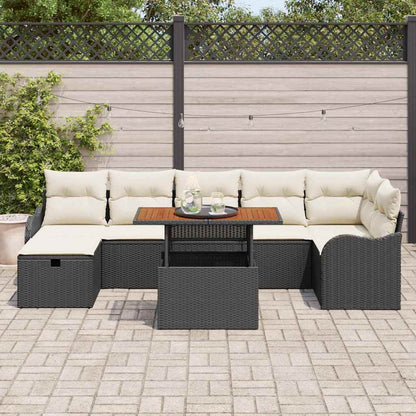 Garten-Sofa-Set mit Speicher 8 pcs Schwarz Poly Rattan