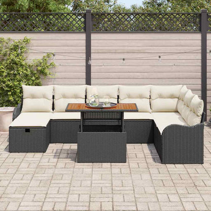 Garten-Sofa-Set 9 pcs Schwarz Poly-Rattan