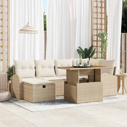 Garten-Sofa-Set 7 pcs Beige Poly-Rattan