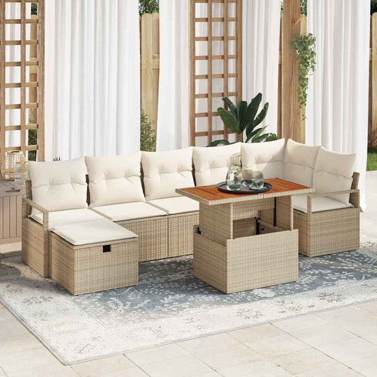 Garten-Sofa-Set 8 pcs Beige Poly-Rattan