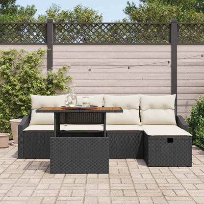 Garten-Sofa-Set 6 pcs Schwarz Poly-Rattan
