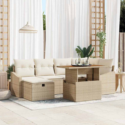 Garten-Sofa-Set 7 pcs Beige Poly-Rattan