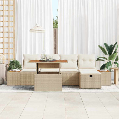 Garten-Sofa-Set 6 pcs Beige Poly-Rattan