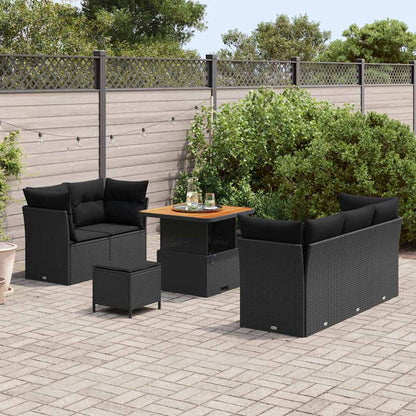 Garten-Sofa-Set 8 pcs Schwarz Poly-Rattan