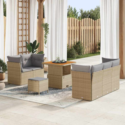 Garten-Sofa-Set 8 pcs Beige Poly-Rattan