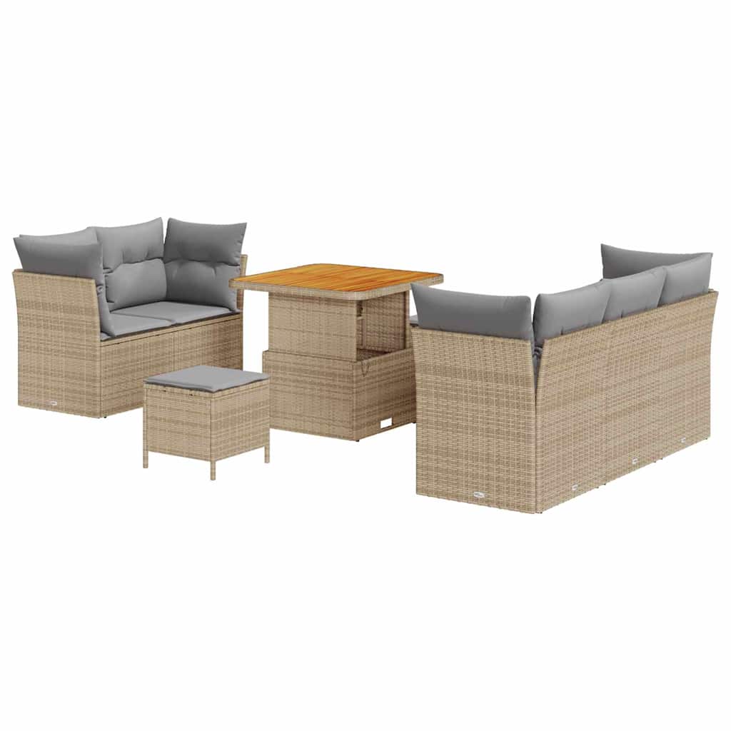 Garten-Sofa-Set 8 pcs Beige Poly-Rattan