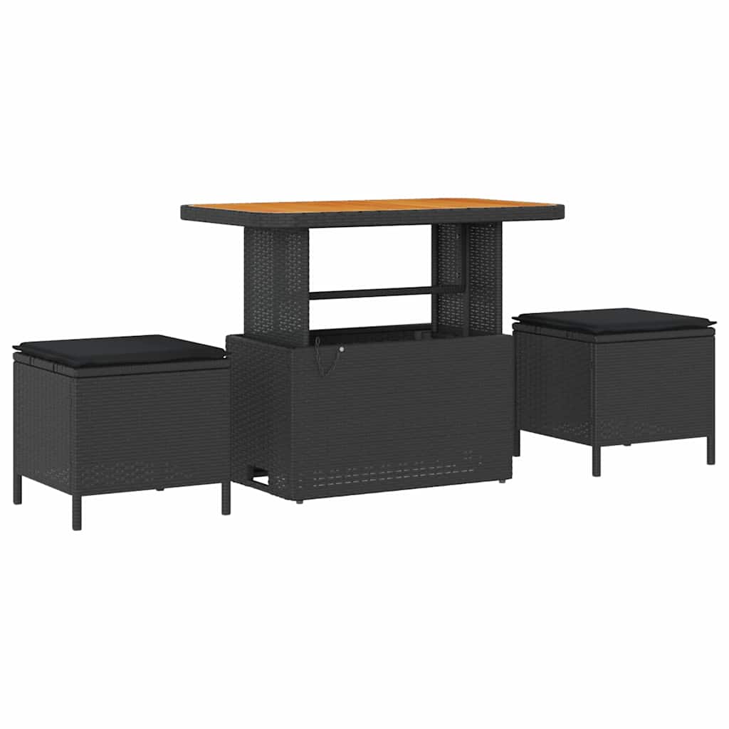 Gartensofa-set mit Kissen 8 pcs Schwarz Poly-Rattan