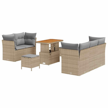 Garten-Sofa-Set 8 pcs Beige Poly-Rattan