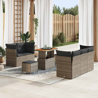 Garten-Sofa-Set 8 pcs Grau Poly-Rattan