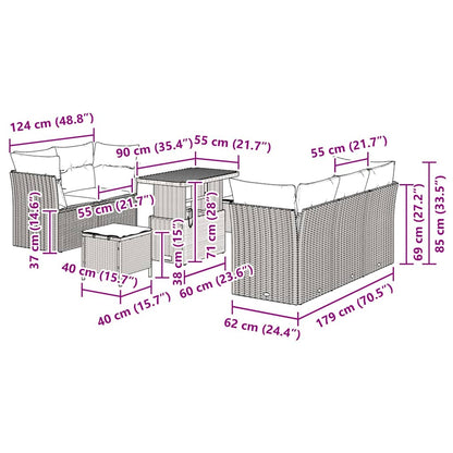 Garten-Sofa-Set 8 pcs Grau Poly-Rattan
